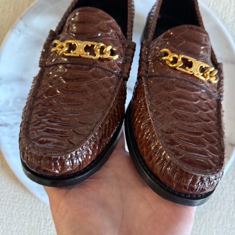 Celine Luco Loafer Triomphe Chain Python Embossed… - image 6